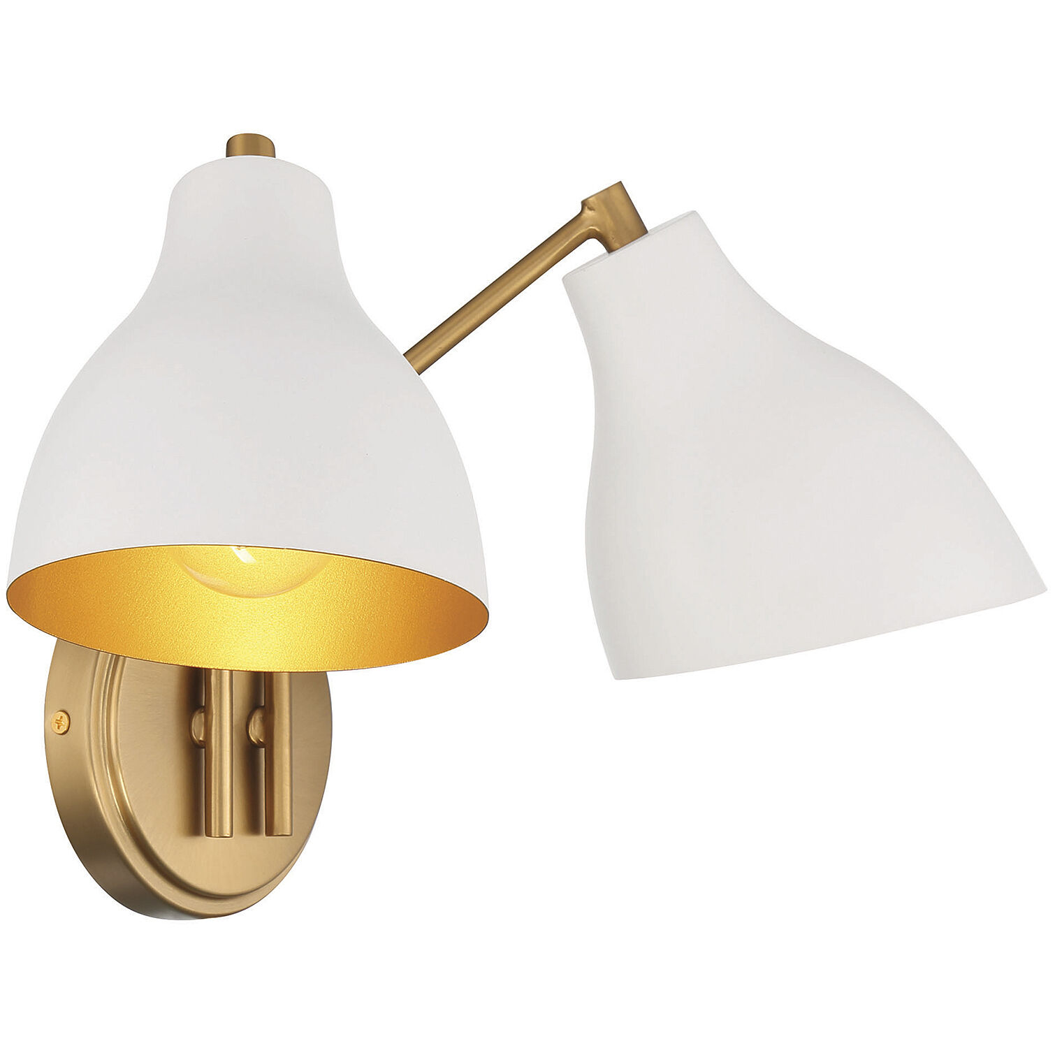 Modern 2 Light 17.5 inch White with Natural Brass Wall Sconce Wall Light
