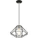 Geometric 1 Light 14 inch Black Pendant Ceiling Light