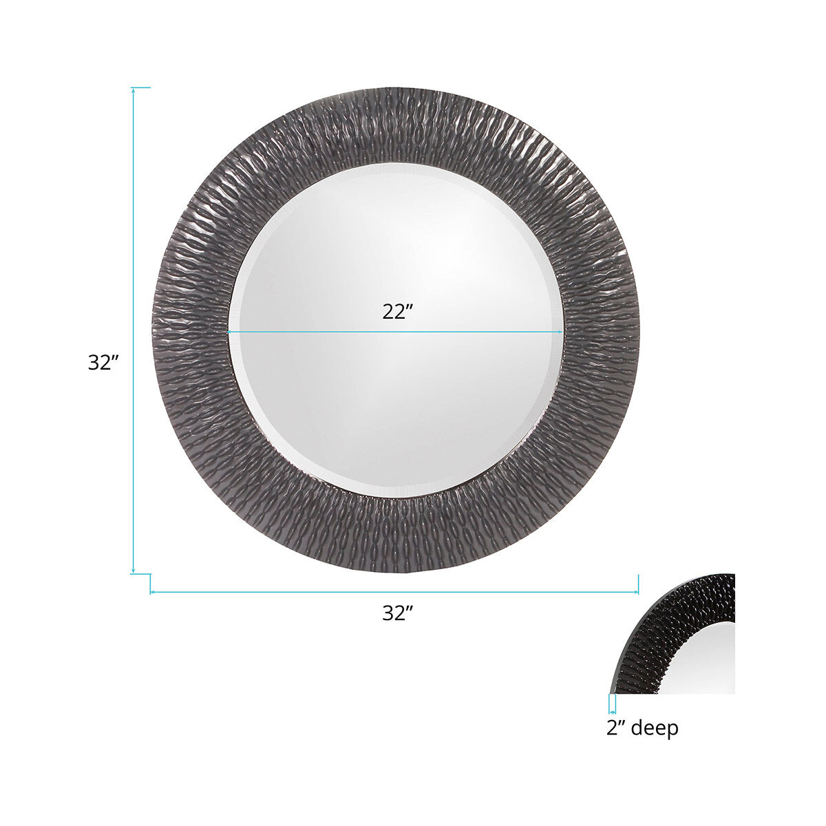 Bergman 32 X 32 inch Glossy Charcoal Wall Mirror