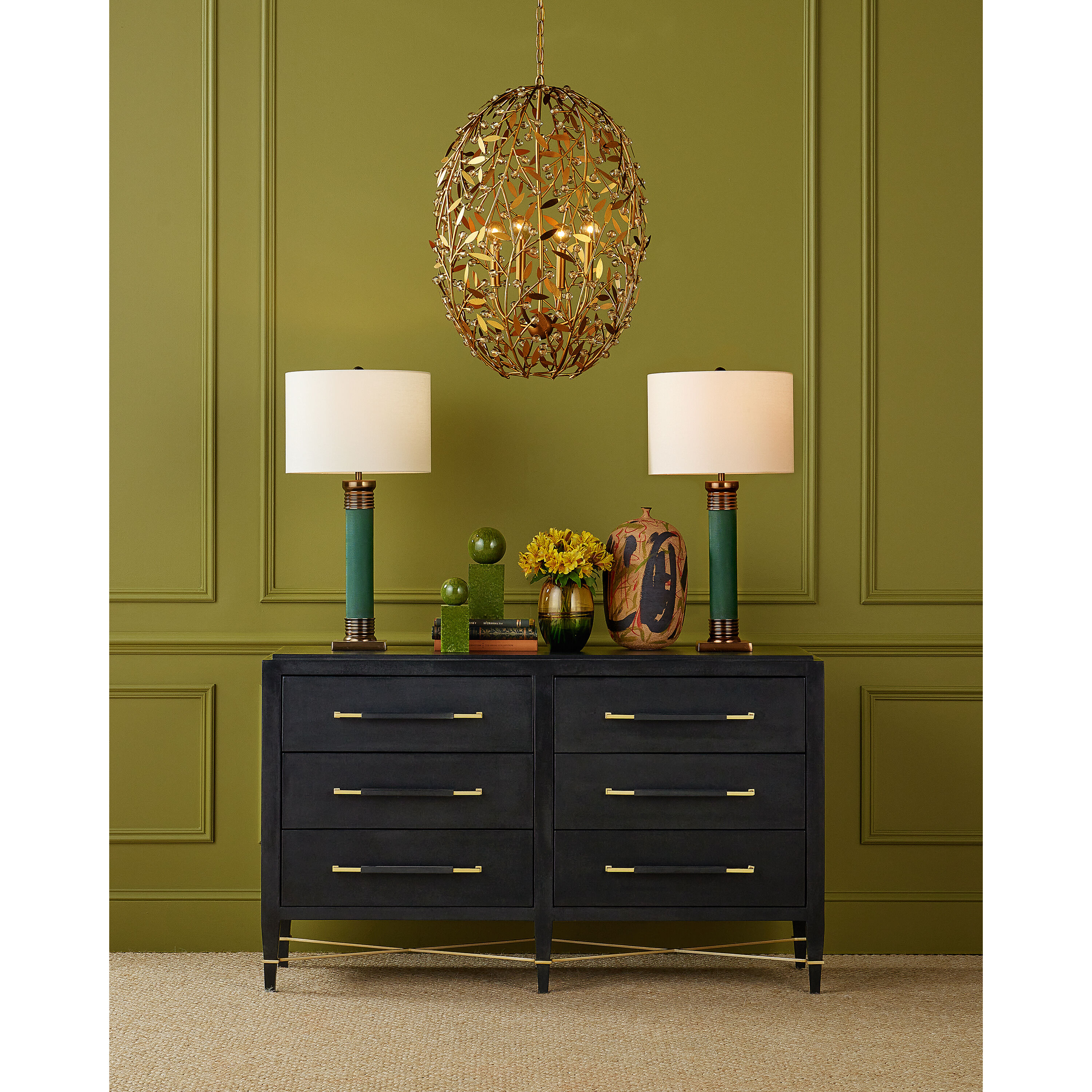 Secret Garden 4 Light 20.5 inch Clear/Contemporary Gold Leaf/Contemporary Gold Chandelier Ceiling Light