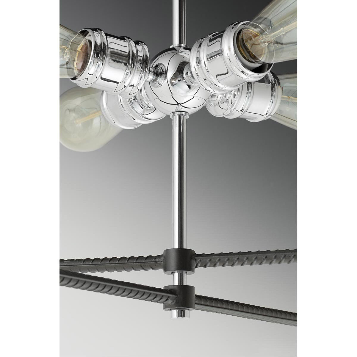 Re-Bar 4 Light 21.88 inch Polished Chrome Pendant Ceiling Light, Design Series