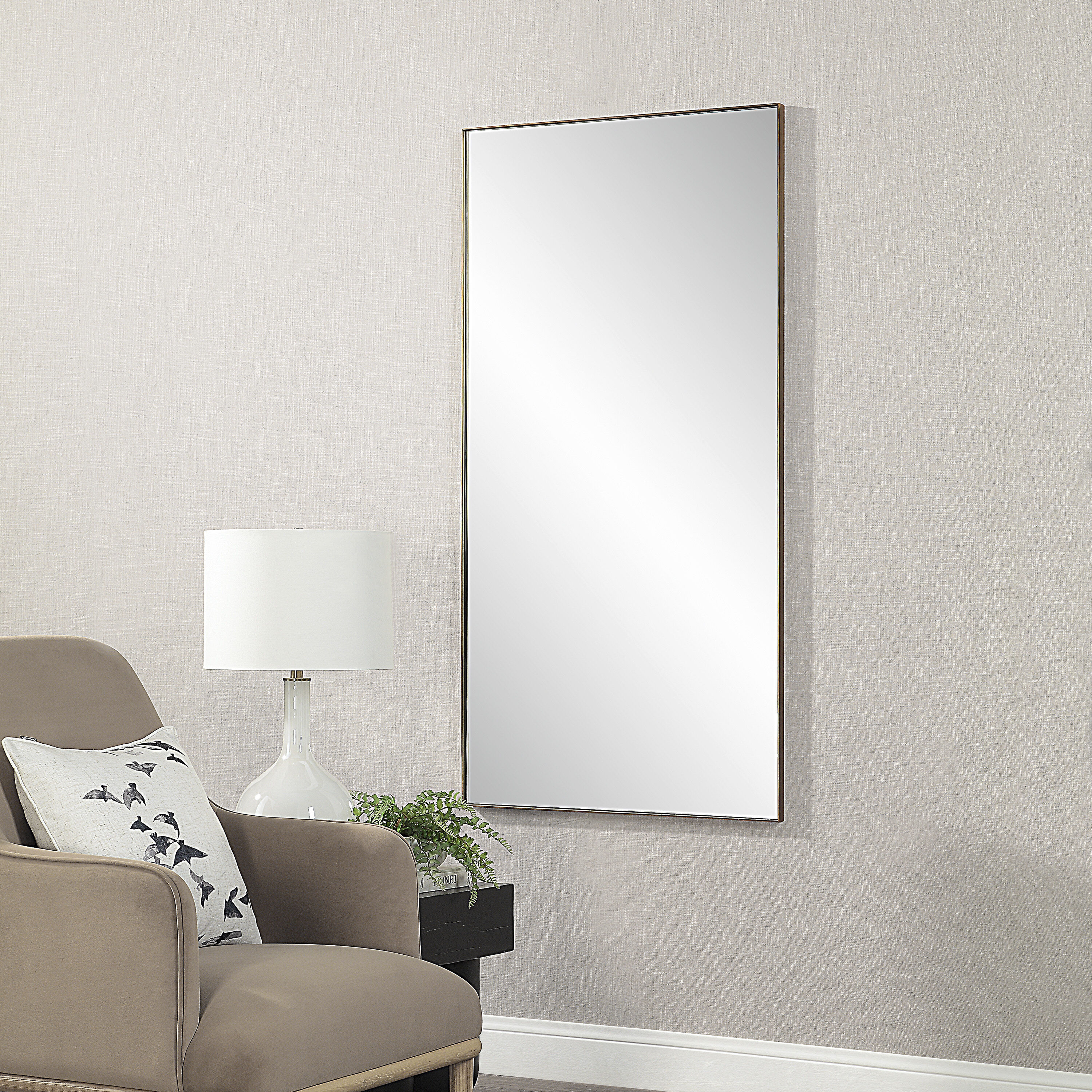 Marigold 60 X 30 inch Antique Brushed Brass Wall Mirror