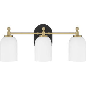 Council 3 Light 20.5 inch Flat Black/Satin Brass Vanity Light Wall Light