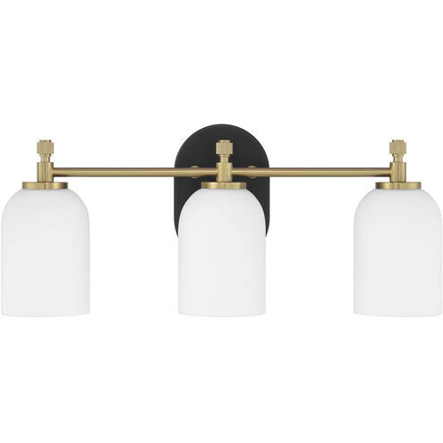 Council 3 Light 20.5 inch Flat Black/Satin Brass Vanity Light Wall Light