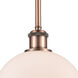 Ballston Athens LED 8 inch Antique Copper Pendant Ceiling Light in Matte White Glass, Ballston
