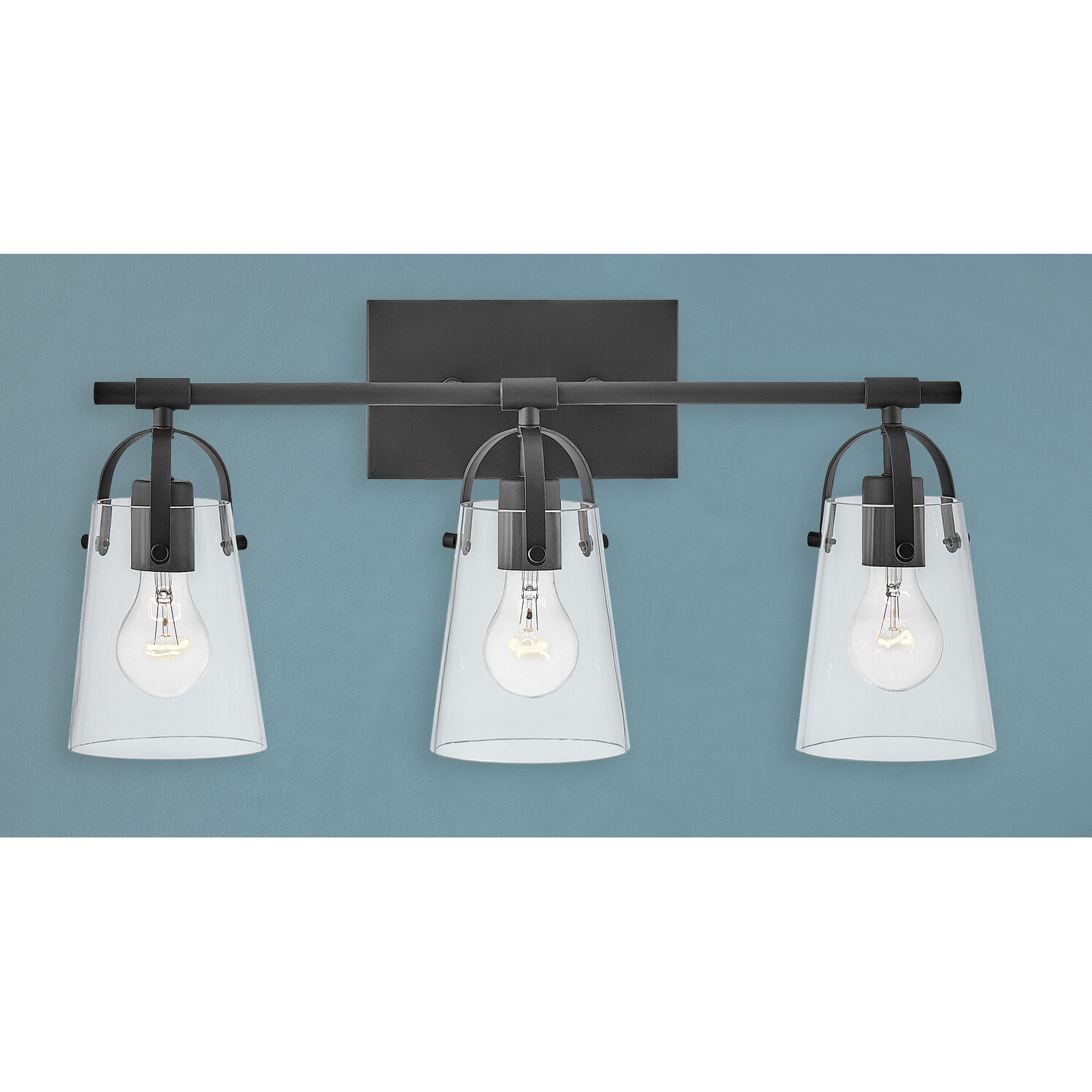 Foster 3 Light 22.75 inch Black Vanity Light Wall Light in Clear