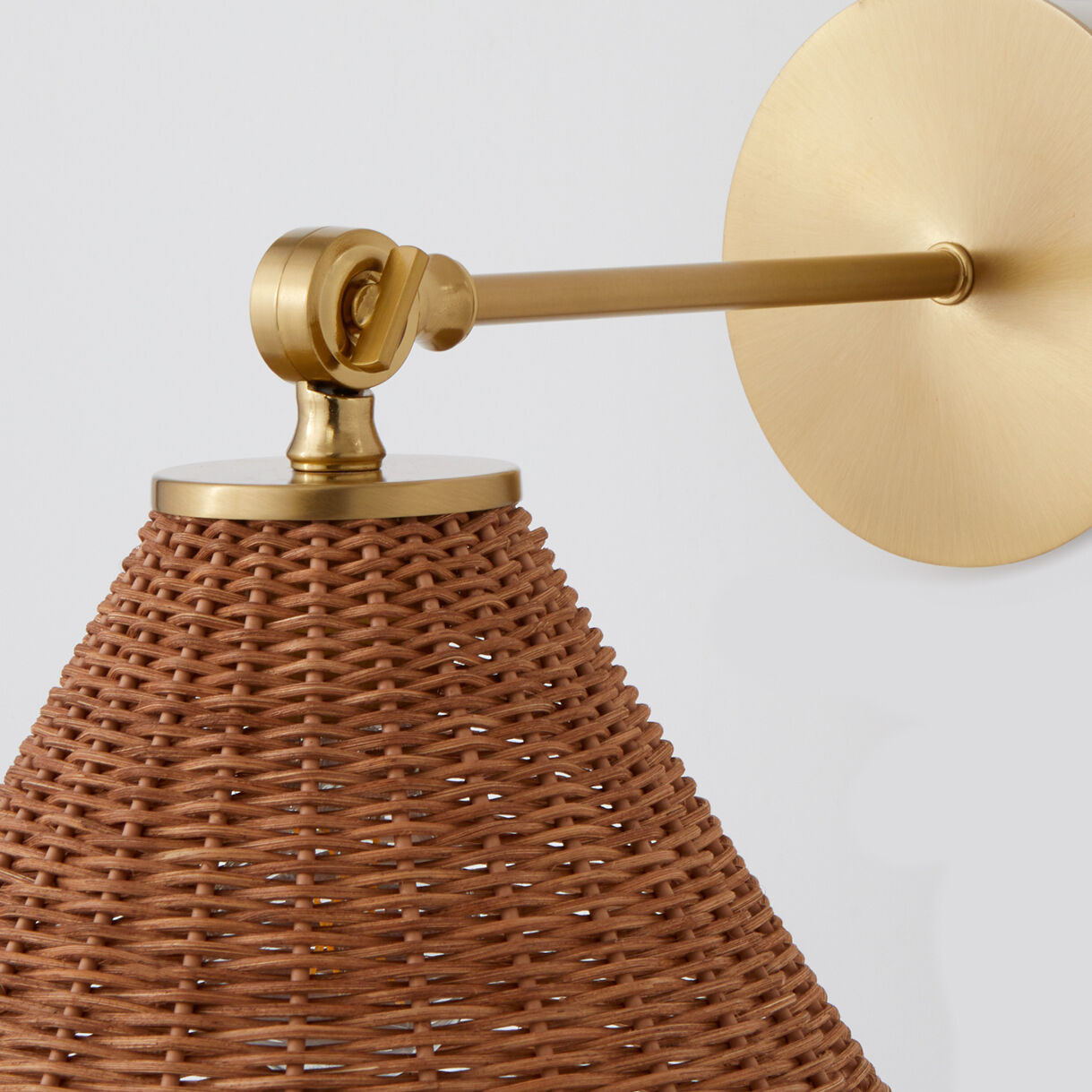 Wicker Wall Mount Wall Light in Aged Brass