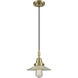 Downtown Urban Halophane 1 Light 8.5 inch Antique Brass Mini Pendant Ceiling Light in Clear Halophane Glass