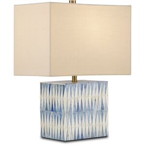 Nadene 17.5 inch 75.00 watt Blue and White and Brushed Brass Table Lamp Portable Light