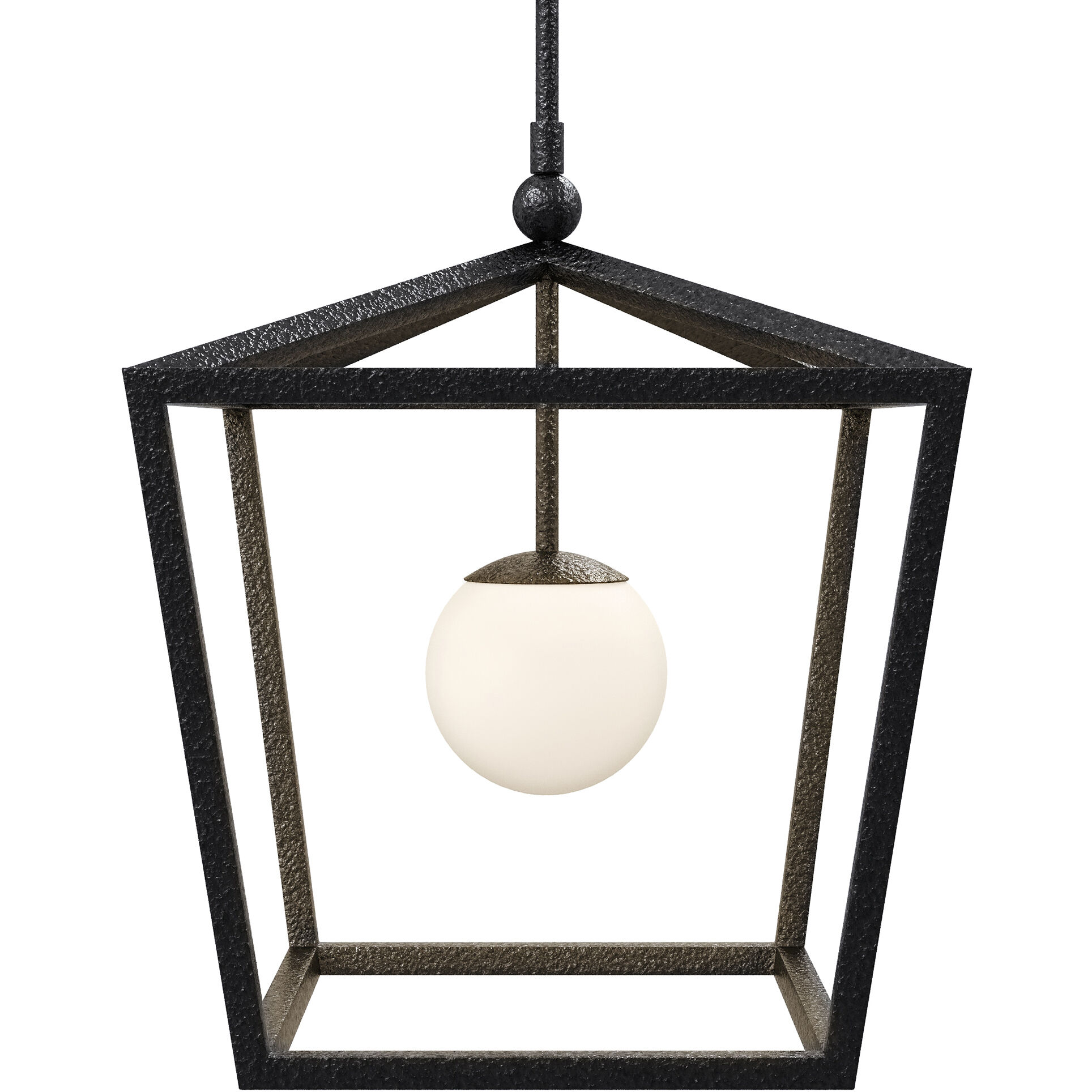 Denison 1 Light 18 inch Black/Frosted White Outdoor Lantern Pendant, Medium