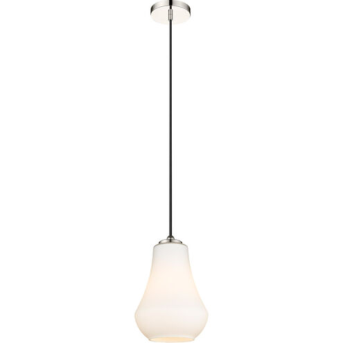 Fairfield LED 7 inch Polished Nickel Mini Pendant Ceiling Light in Matte White Glass