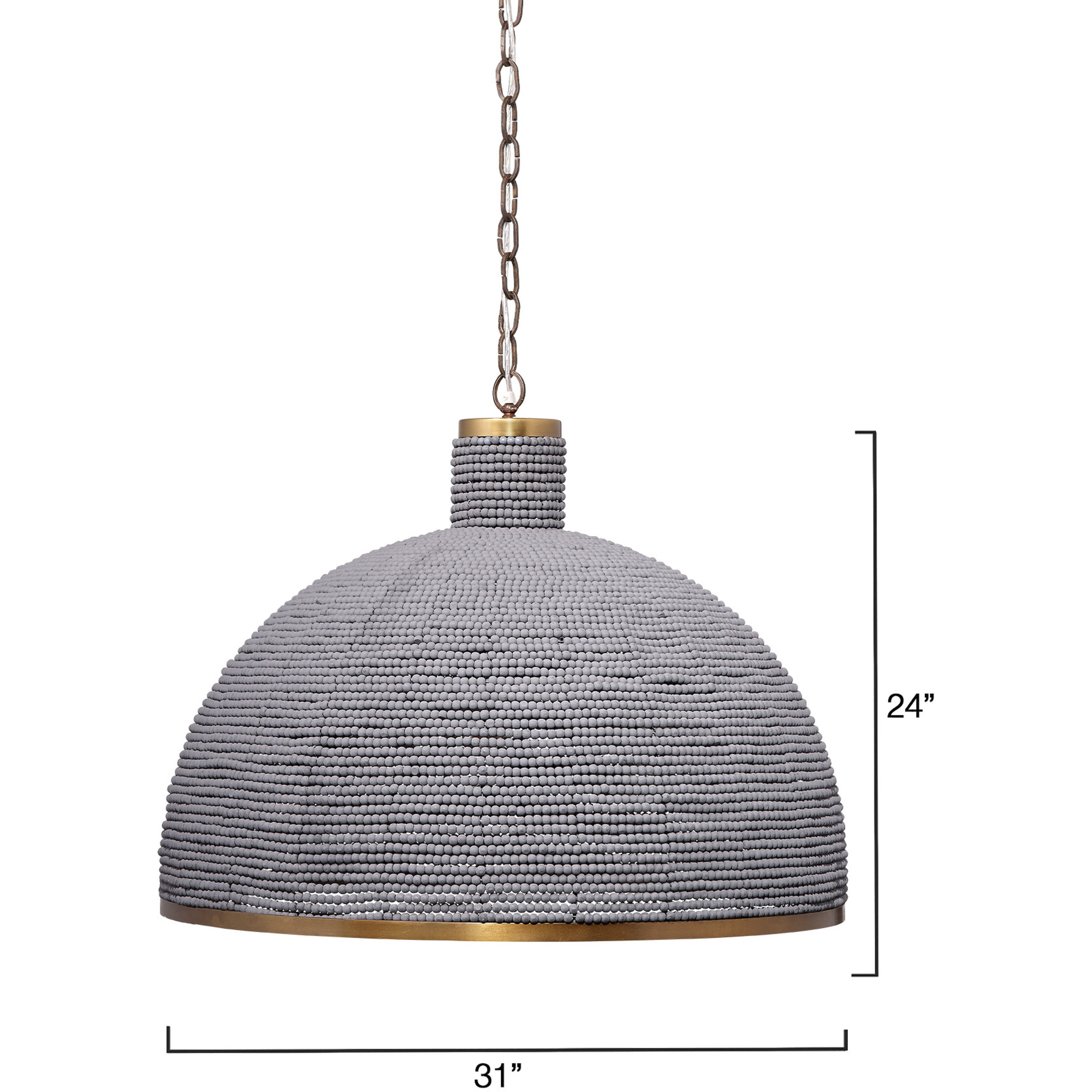 Big 3 Light 31 inch Slate Blue Wood Beads and Antique Brass Chandelier Ceiling Light