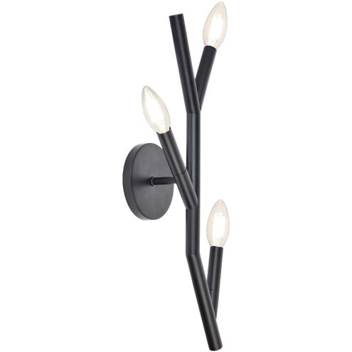 Morgan 3 Light 8.5 inch Matte Black Wallchiere Wall Light