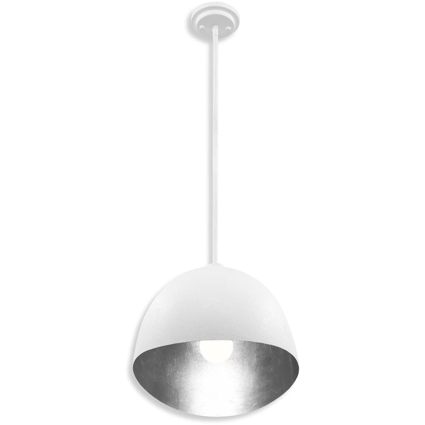 Eclos 1 Light 15.75 inch Textured White With Silver Leaf Inside Pendant Ceiling Light