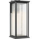 Audley LED 20 inch Textured Black Outdoor Wall Lantern in Distressed Seeded Glass, Large