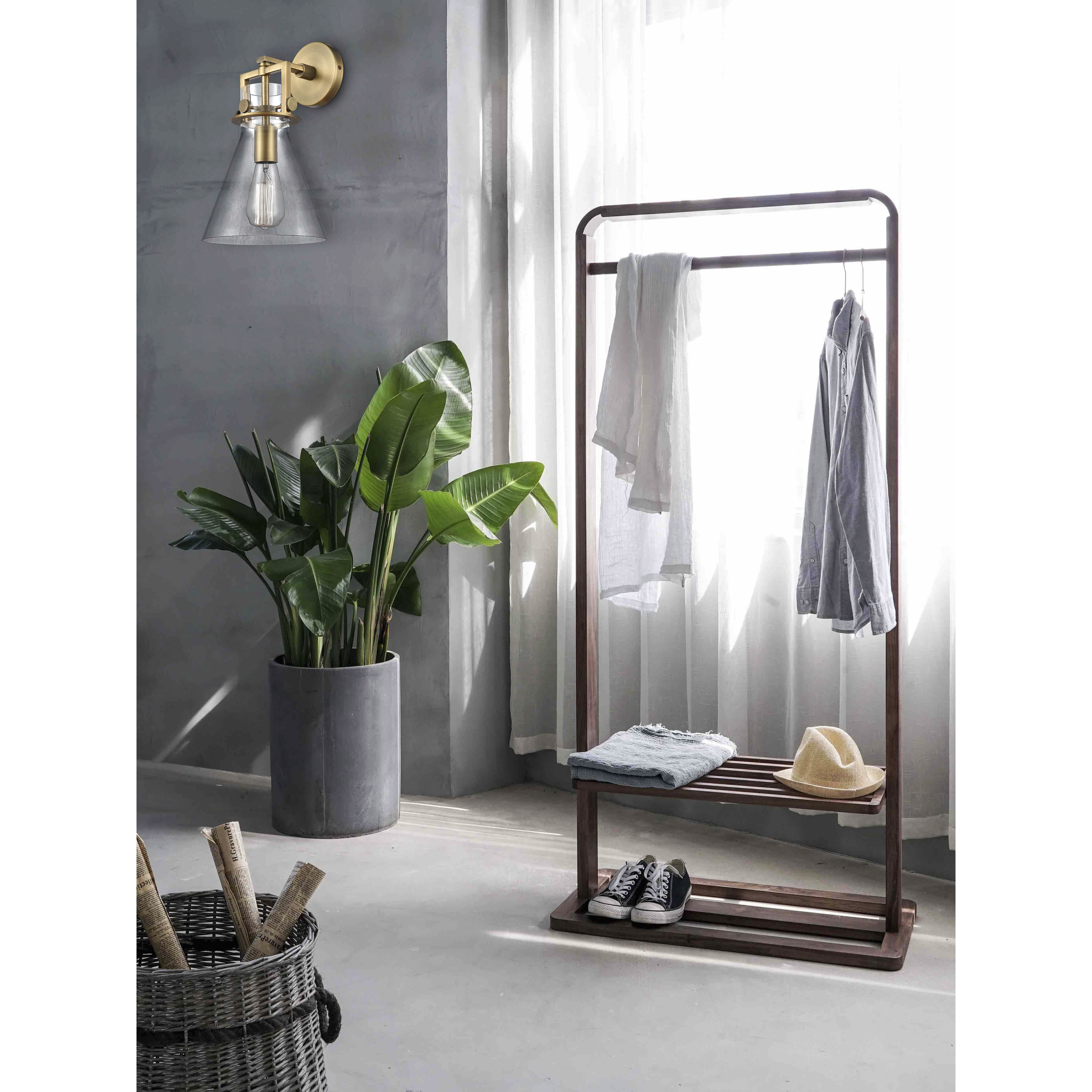 Restoration Newton 1 Light 8 inch Brushed Brass Sconce Wall Light, Restoration 