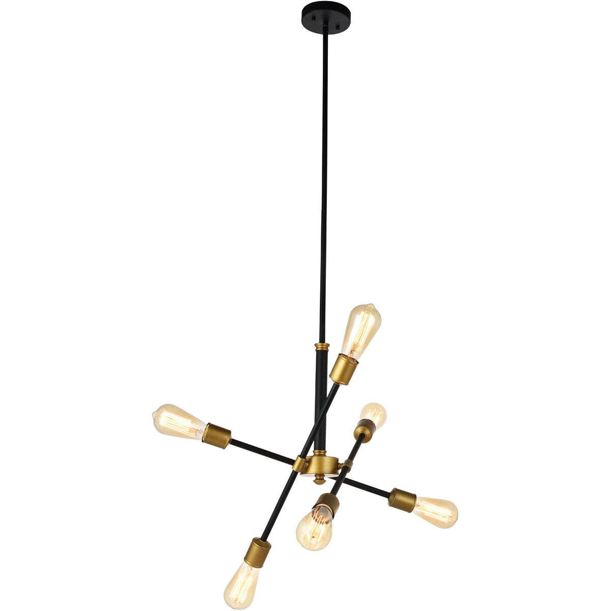 Newtown 6 Light 17 inch Black and Brass Pendant Ceiling Light