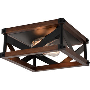 Wade LED 13 inch Matte Black and Sycamore Flush Mount Ceiling Light