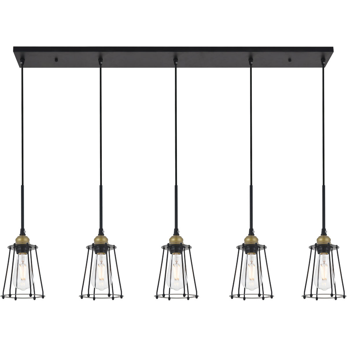 Auspice 5 Light 46 inch Brass and Black Pendant Ceiling Light