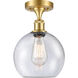 Ballston Athens 1 Light 8 inch Satin Gold Semi-Flush Mount Ceiling Light in Seedy Glass, Ballston
