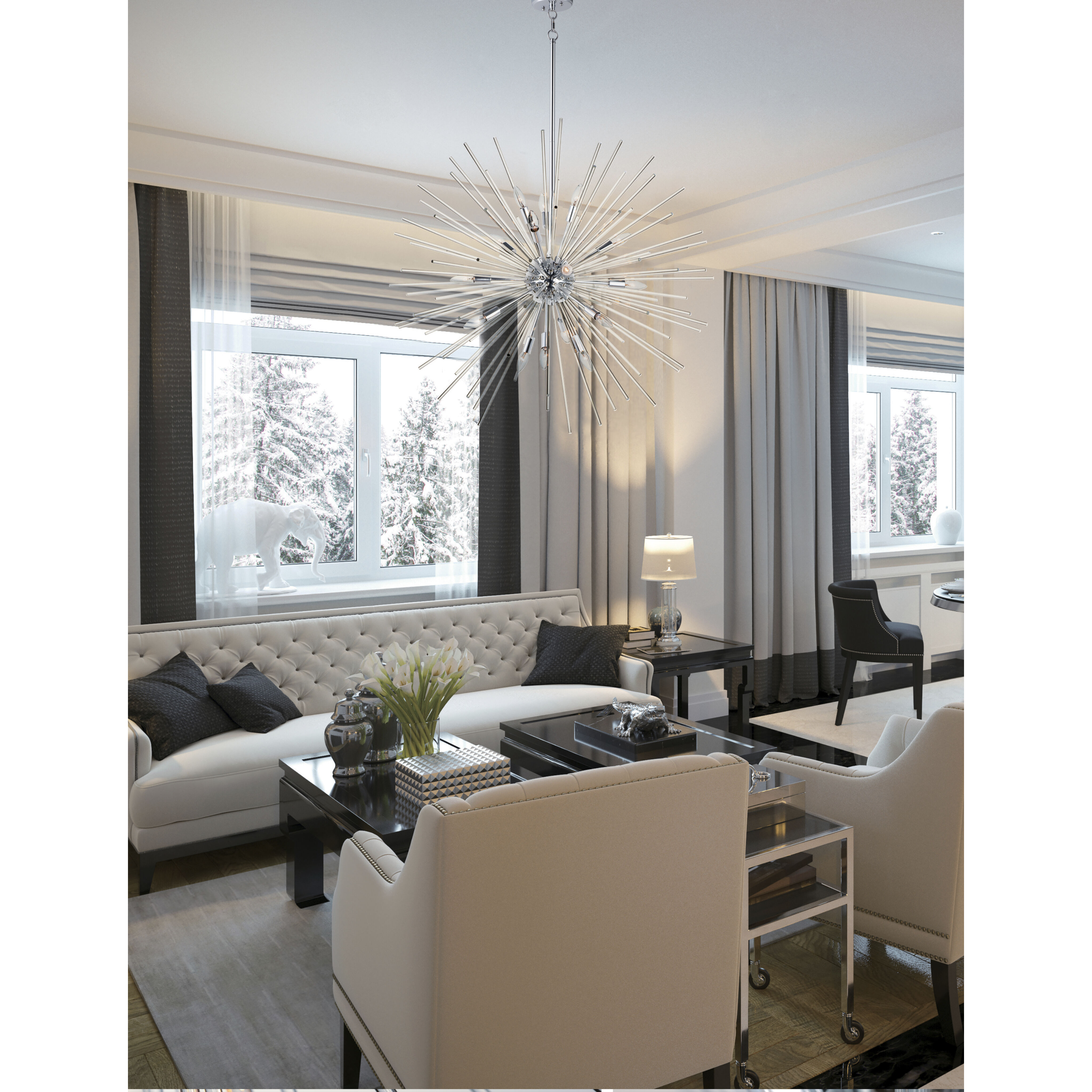 Polaris 16 Light 40 inch Polished Chrome Multi-Light Pendant Ceiling Light