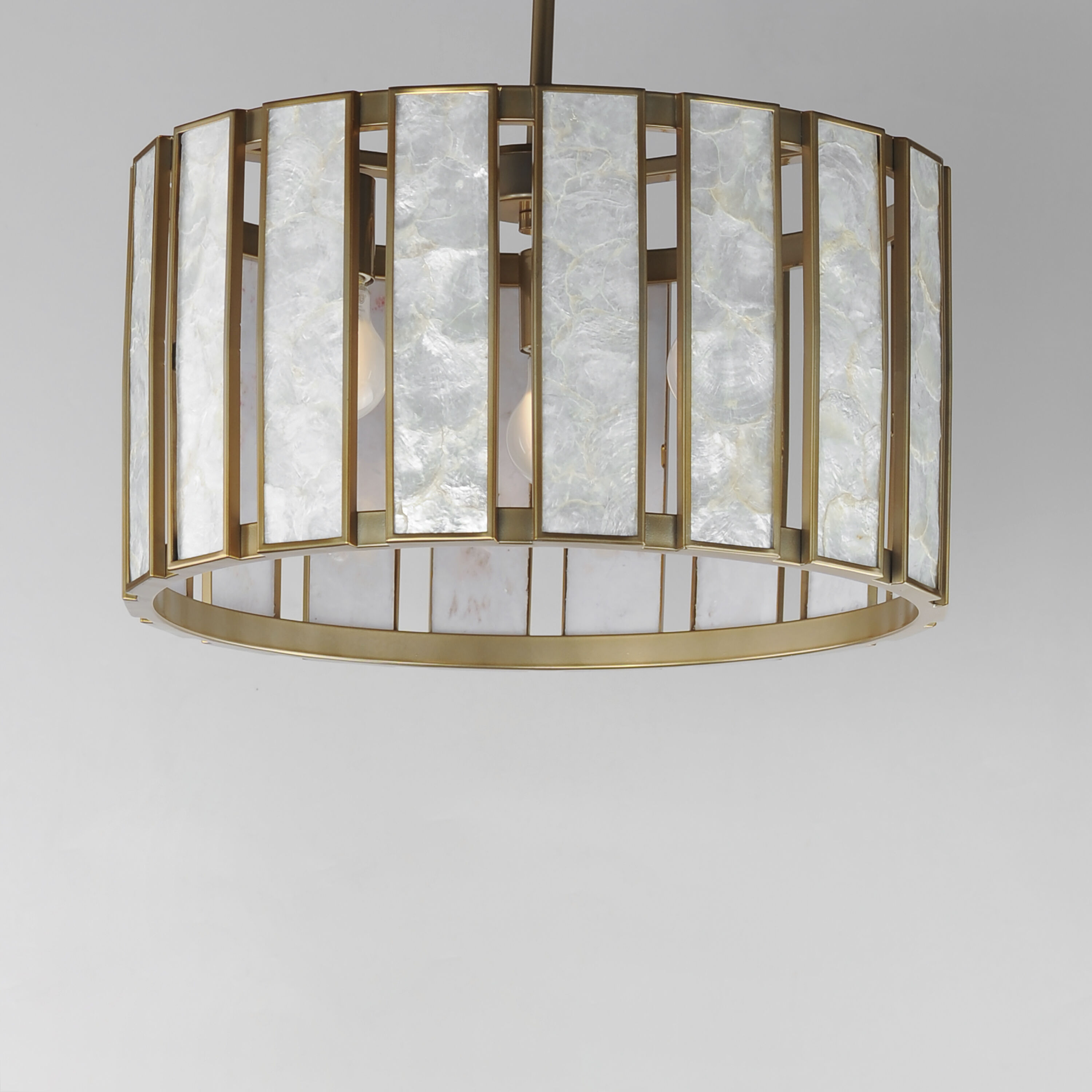 Miramar 3 Light 18 inch Capiz with Natural Aged Brass Single Pendant Ceiling Light