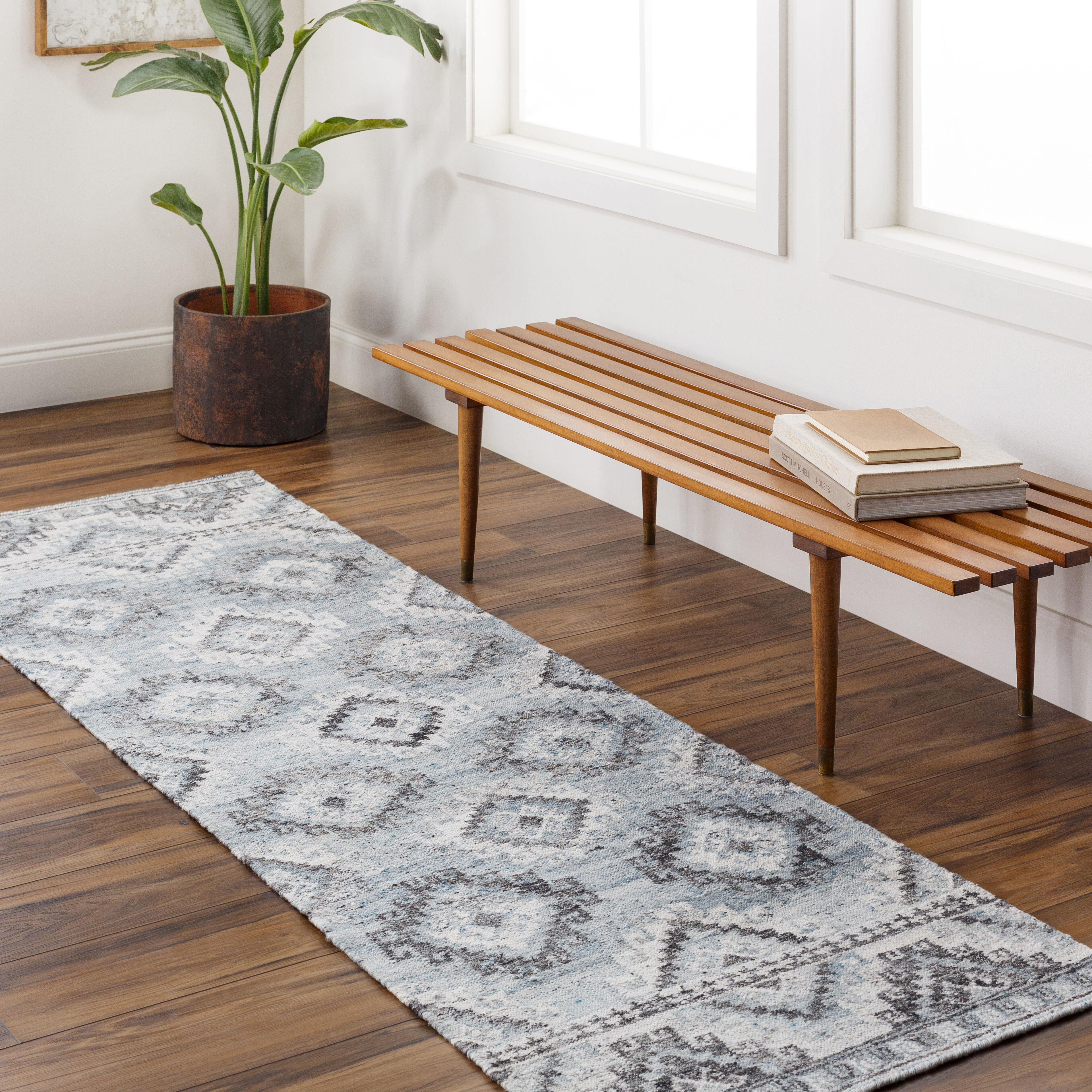 Alyssa 96 X 30 inch Light Grey Rug, Runner