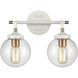 Boudreaux 2 Light 15 inch Matte White with Satin Brass Vanity Light Wall Light