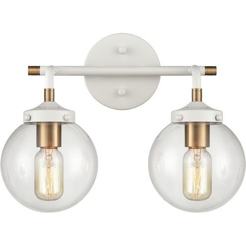 Boudreaux 2 Light 15 inch Matte White with Satin Brass Vanity Light Wall Light