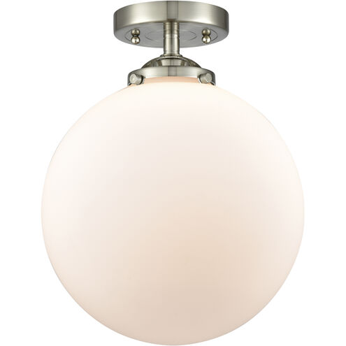 Nouveau XX-Large Beacon 1 Light 12 inch Brushed Satin Nickel Semi-Flush Mount Ceiling Light in Matte White Glass, Nouveau