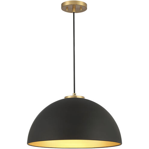 Vintage 1 Light 18 inch Matte Black with Natural Brass Pendant Ceiling Light