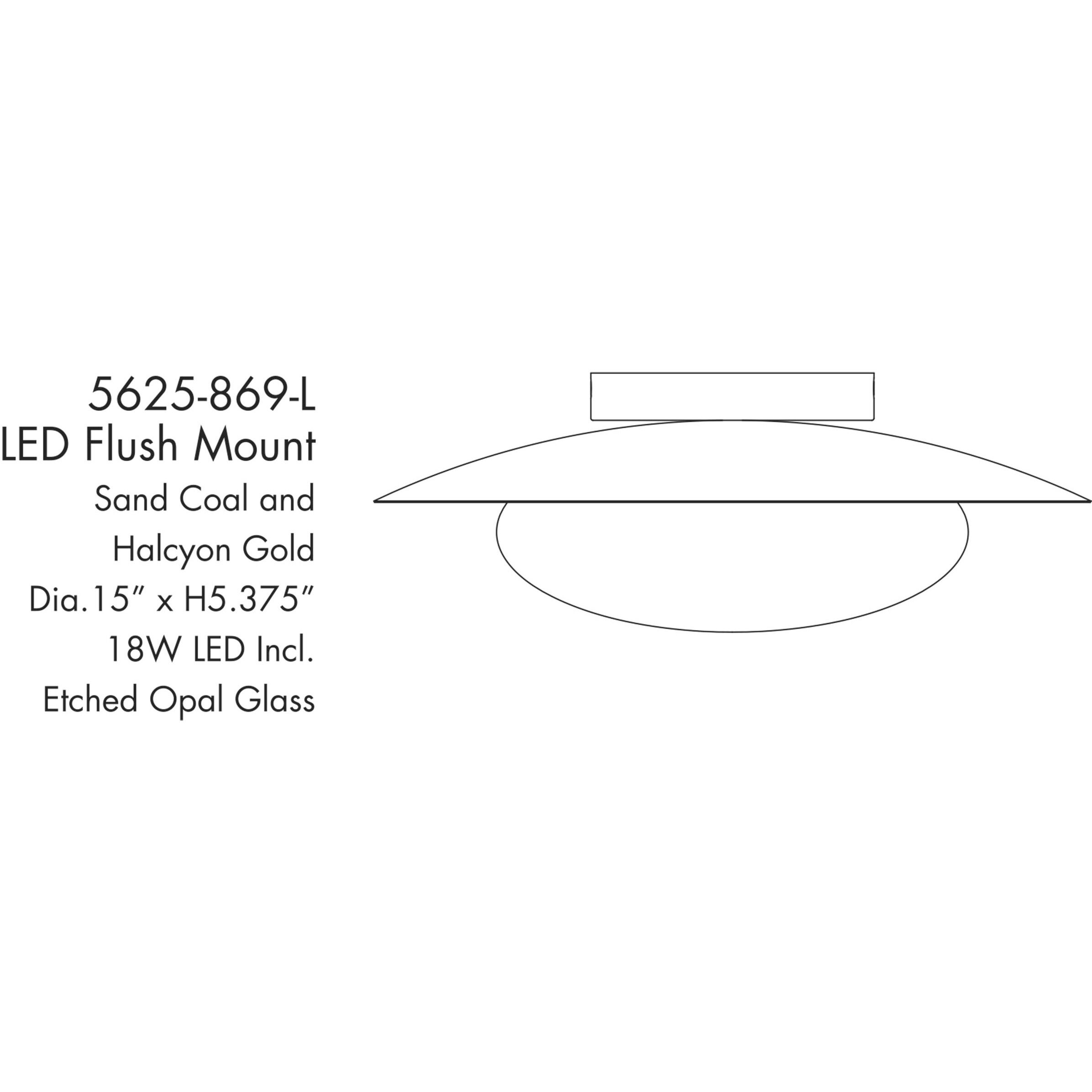 Zinola LED 15 inch Sand Coal and Halcyon Gold Flush Mount Ceiling Light