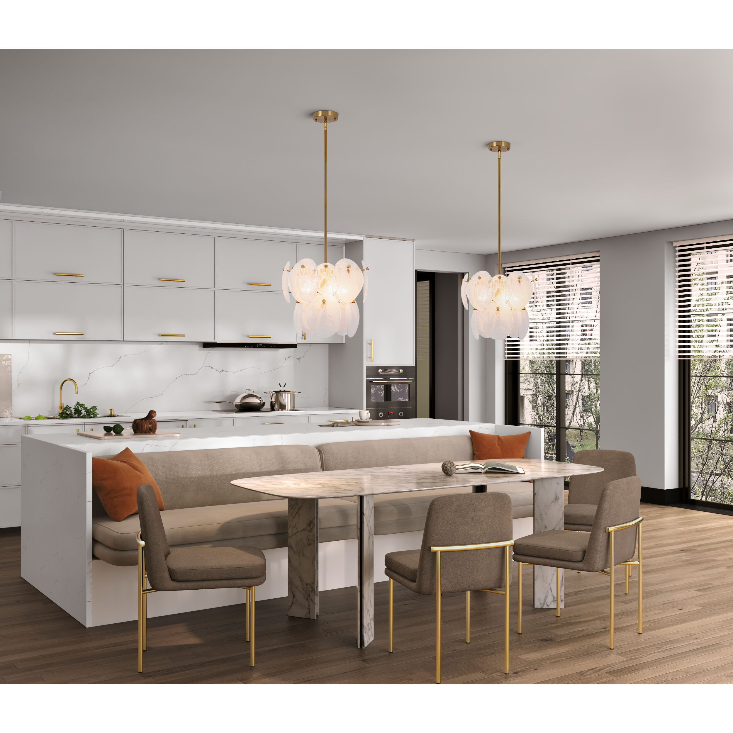 Lily 4 Light 16.25 inch Brushed Brass Chandelier Ceiling Light