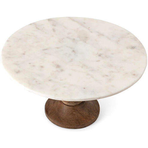 Lissa 12 X 12 inch White and Natural Cake Stand