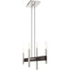 Denmark 4 Light 7 inch Brushed Nickel with Bronze Accents Chandelier Ceiling Light