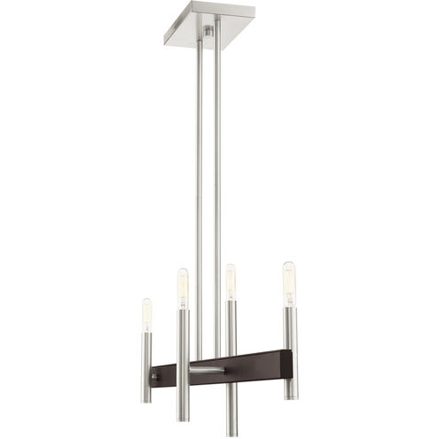 Denmark 4 Light 7 inch Brushed Nickel with Bronze Accents Chandelier Ceiling Light