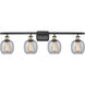 Ballston Belfast 4 Light 36 inch Black Antique Brass Bath Vanity Light Wall Light in Seedy Glass, Ballston