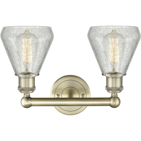 Conesus 2 Light 15 inch Antique Brass and Clear Crackle Bath Vanity Light Wall Light