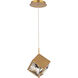 ICE Cube LED 6.63 inch Aged Brass Mini-Pendant Ceiling Light, dweLED