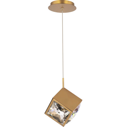 ICE Cube LED 6.63 inch Aged Brass Mini-Pendant Ceiling Light, dweLED