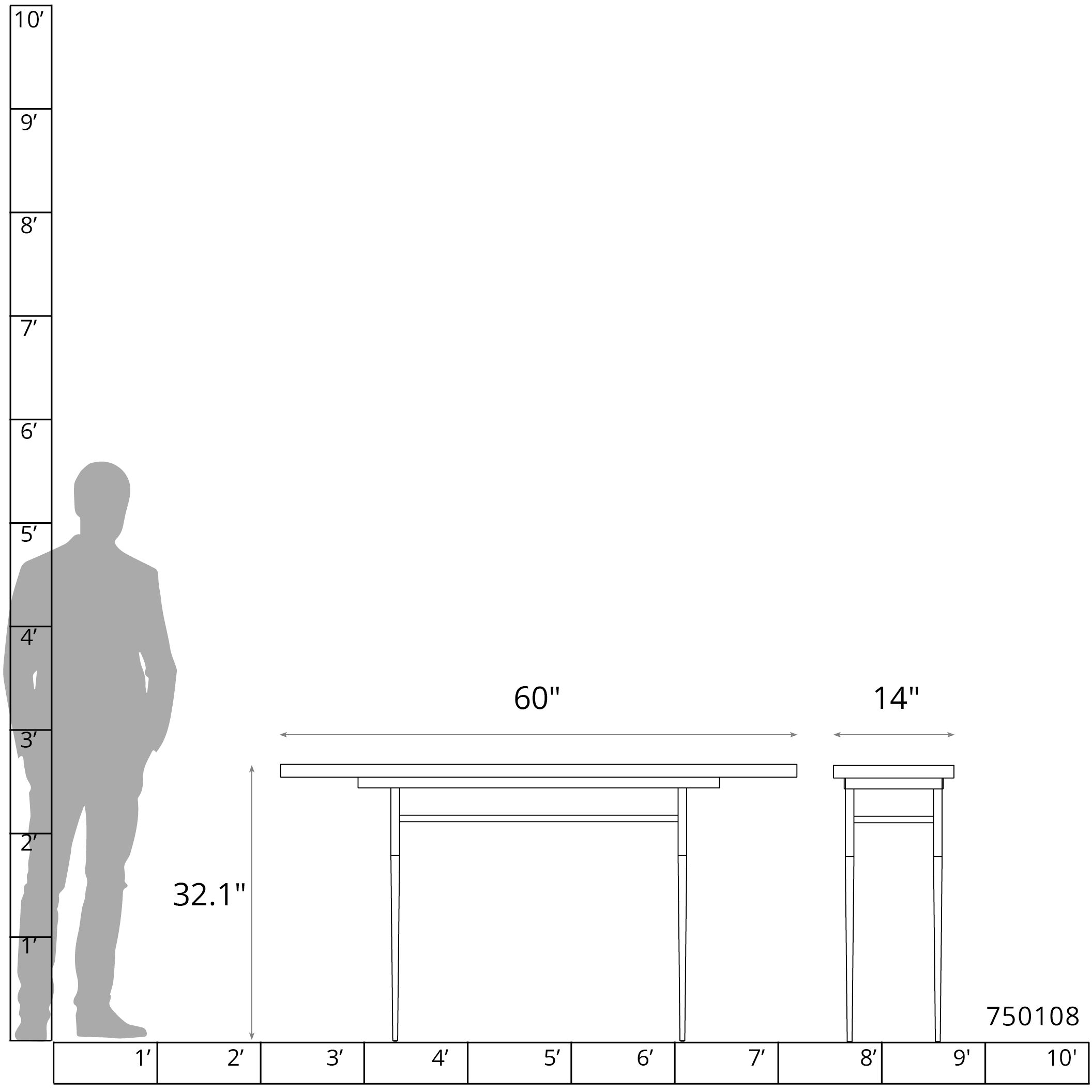 Wick 60 X 14 inch Bronze Console Table in Maple Espresso