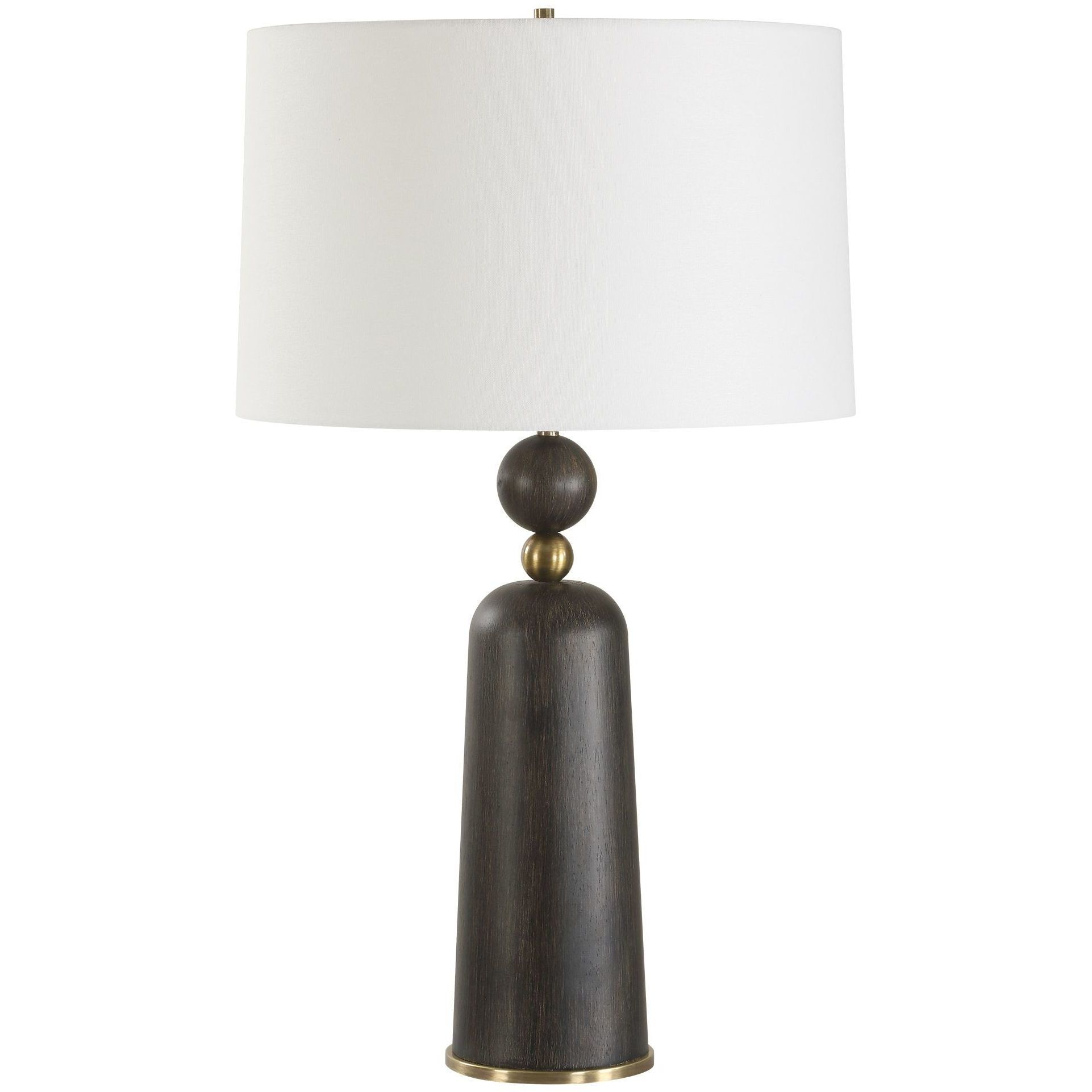 McQuinn 30.5 inch 150.00 watt Dark Walnut and Antique Brass Table Lamp Portable Light