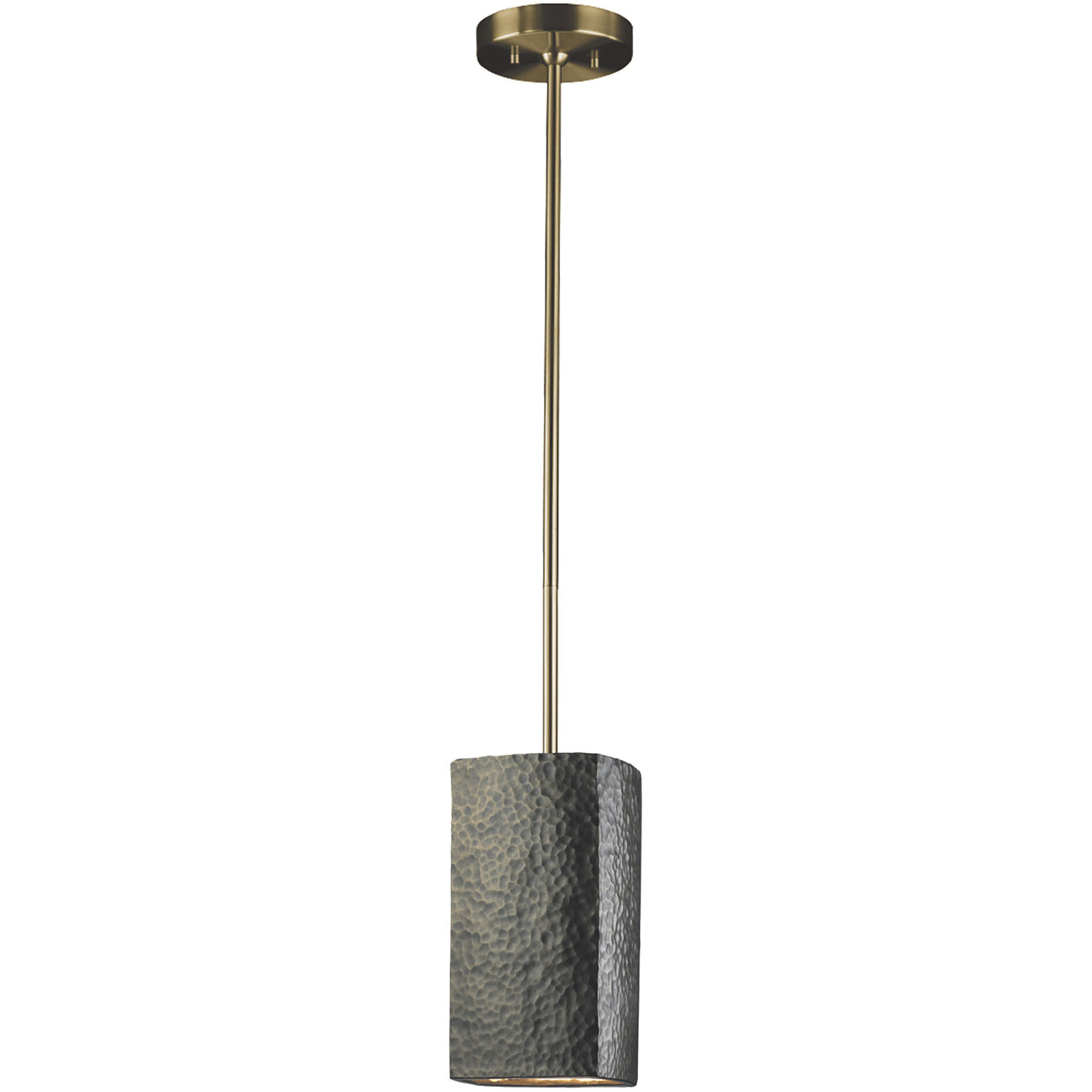 Radiance Collection LED 5.5 inch Hammered Brass with Polished Chrome Pendant Ceiling Light