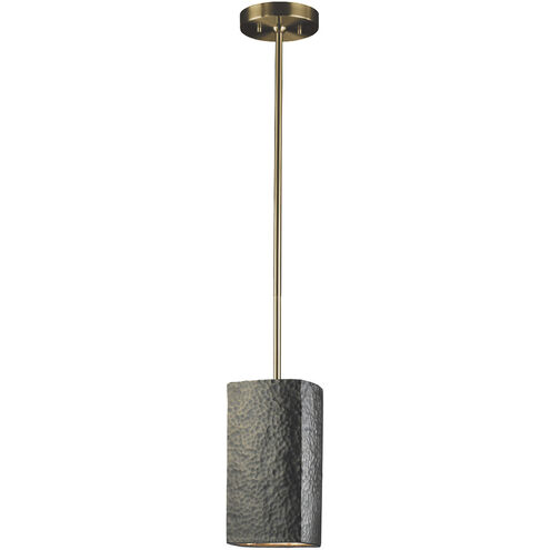 Radiance Collection LED 6 inch Hammered Brass with Polished Chrome Pendant Ceiling Light