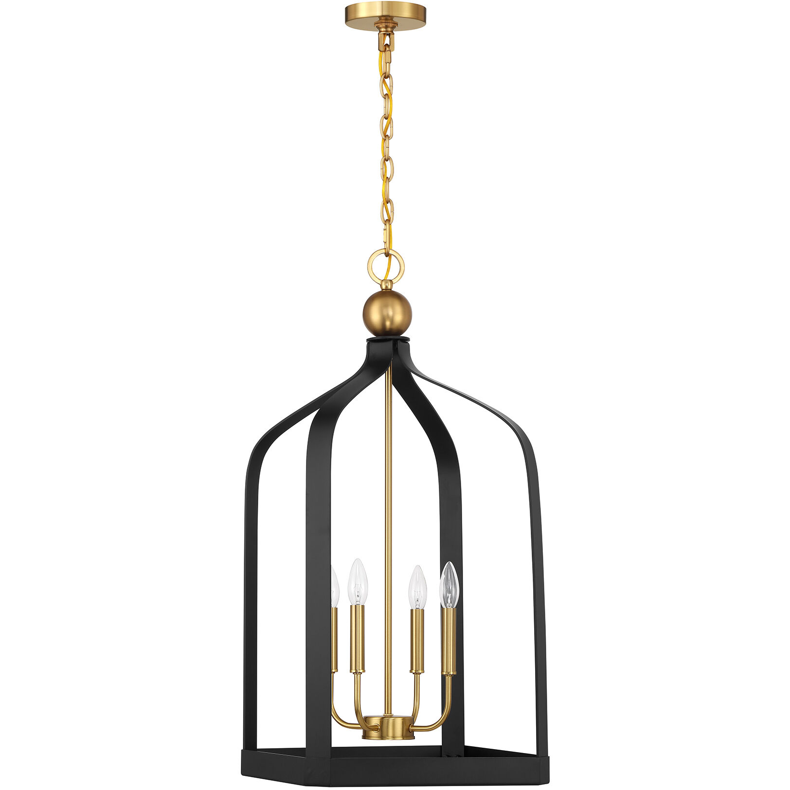 Sheffield 4 Light 15 inch Black with Warm Brass Accents Pendant Ceiling Light