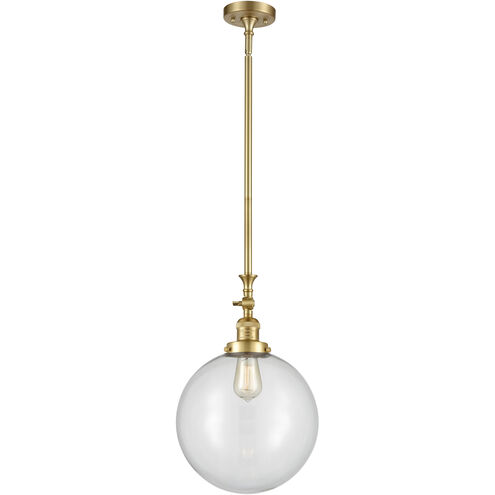 Franklin Restoration Beacon LED 12 inch Satin Gold Mini Pendant Ceiling Light in Clear, Franklin Restoration