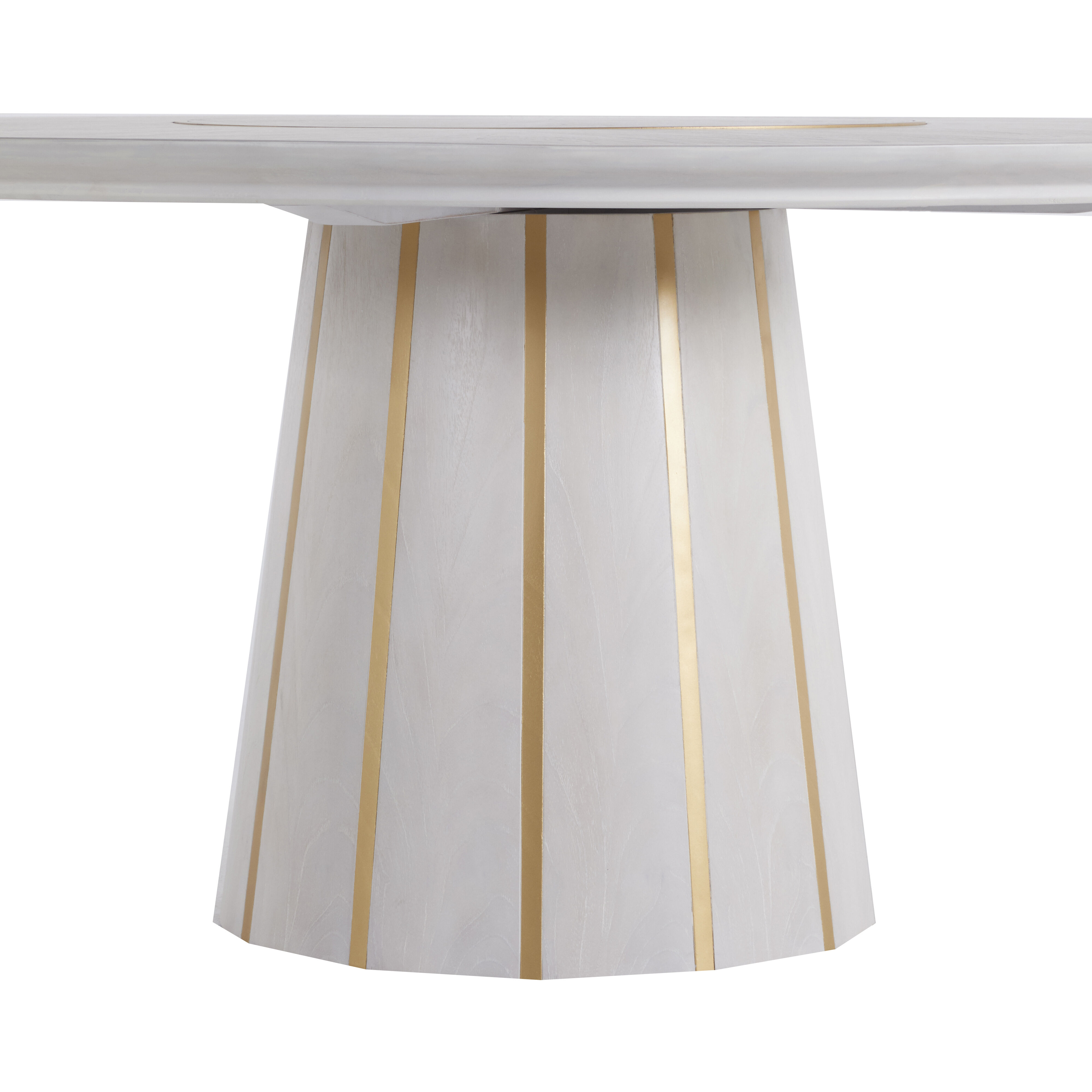Morgan 60 X 60 inch Cerused White and Burnished Gold Dining Table
