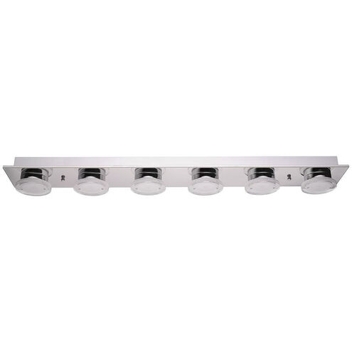 Cisterno LED 36 inch Chrome Bath/Vanity Wall Light, Clear and Satin Shade, Damp Rated