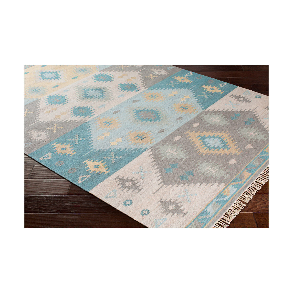 Bodie 90 X 60 inch Aqua/Wheat/Sage/Taupe/Camel/Medium Gray/Beige Rugs, Rectangle