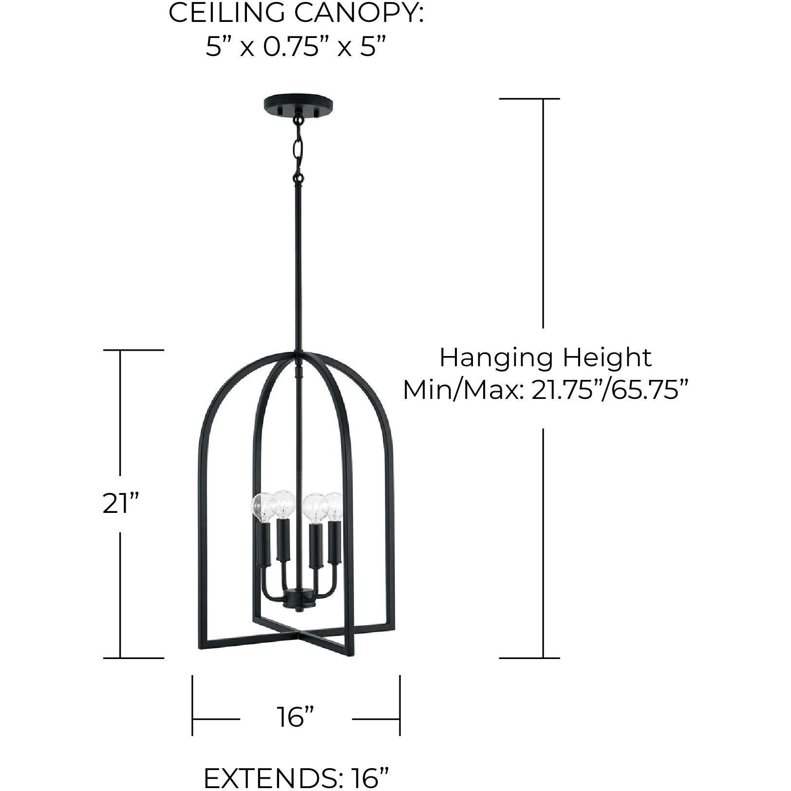 Lawson 4 Light 16 inch Matte Black Foyer Ceiling Light